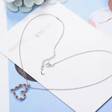 925 Silver Crystal Heart Necklace Pendant Rhinestone Jewelry