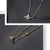 Zircon Planet Pendant Choker Necklace Female Jewelry