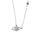 Zircon Planet Pendant Choker Necklace Female Jewelry