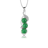Green Chalcedony Pendant 925 Silver Necklace Women Gemstone Peas Pendant