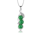 Green Chalcedony Pendant 925 Silver Necklace Women Gemstone Peas Pendant
