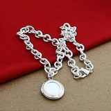 925 Sterling Silver Oval Photo Frame Necklace 18 Inch Chain