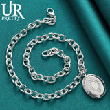 925 Sterling Silver Oval Photo Frame Necklace 18 Inch Chain