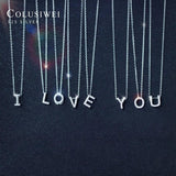 26 Letters Necklace Pendant 925 Silver Cubic Zircon Women