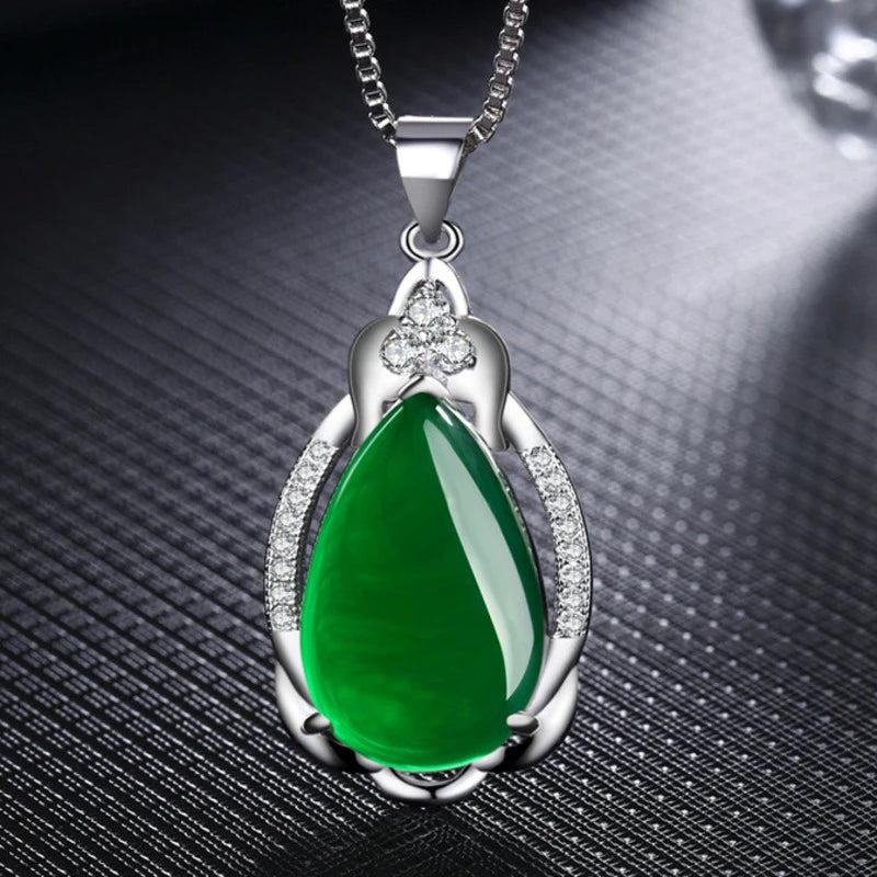 925 Silver Agate Gemstone Wedding Necklace Fine Jewelry