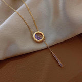 French Roman Numeral Zircon Pendant Necklace