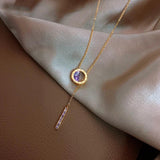 French Roman Numeral Zircon Pendant Necklace