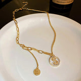 14K Gold Plated Dollar Sign Pendant Necklace for Women