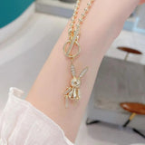 14K Zircon Rabbit Necklace - Ladies Banquet Accessories