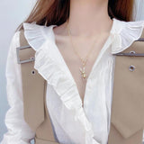 14K Zircon Rabbit Necklace - Ladies Banquet Accessories