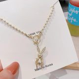 14K Zircon Rabbit Necklace - Ladies Banquet Accessories