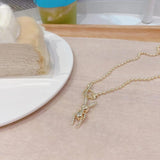 14K Zircon Rabbit Necklace - Ladies Banquet Accessories