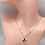 Crystal Zircon Pentagram Star Pendant 925 Sterling Silver Necklace