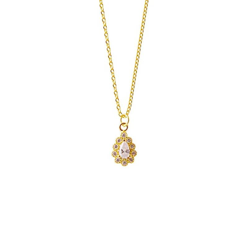 925 Silver Zircon Pendant Necklace 14K