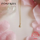925 Silver Zircon Pendant Necklace 14K