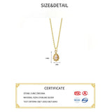 925 Silver Zircon Pendant Necklace 14K