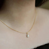 925 Silver Zircon Pendant Necklace 14K
