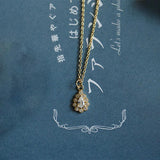 925 Silver Zircon Pendant Necklace 14K