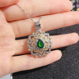 Retro Crystal Pendant Necklace Silver Chain Choker Bridal Wedding Jewelry