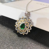 Retro Crystal Pendant Necklace Silver Chain Choker Bridal Wedding Jewelry