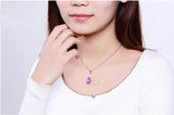 Amethyst Wishstone Pendant Necklace for Women, Engagement Party Jewelry
