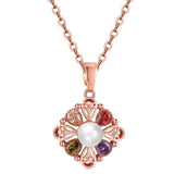 Rose Flower Water Wave Chain Necklace with Austrian Crystal