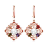 Rose Flower Water Wave Chain Necklace with Austrian Crystal