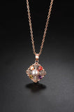Rose Flower Water Wave Chain Necklace with Austrian Crystal