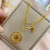 Vintage Head Coin Pendant Necklace for Women