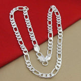 925 Silver 8mm Chain Sideways Necklace Statement Jewelry