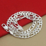 925 Silver 8mm Chain Sideways Necklace Statement Jewelry