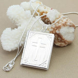 925 Silver Square Photo Frame Pendant Necklace Snake Chain