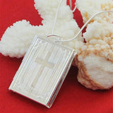 925 Silver Square Photo Frame Pendant Necklace Snake Chain