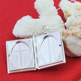 925 Silver Square Photo Frame Pendant Necklace Snake Chain