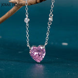 Heart Shaped Silver 925 Necklace Yellow Pink Zircon Women Party Jewelry