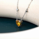 Heart Shaped Silver 925 Necklace Yellow Pink Zircon Women Party Jewelry