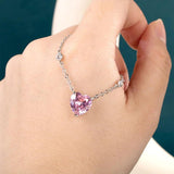Heart Shaped Silver 925 Necklace Yellow Pink Zircon Women Party Jewelry