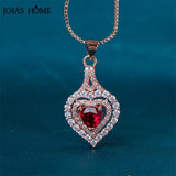 Heart-Shaped Red Gemstone 925 Silver Necklace for Women