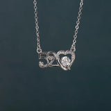 Heart Pendant Women's Silver Necklace Micro Paved Zircon Wing Jewelry