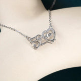 Heart Pendant Women's Silver Necklace Micro Paved Zircon Wing Jewelry