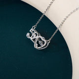 Heart Pendant Women's Silver Necklace Micro Paved Zircon Wing Jewelry