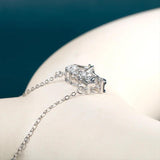Heart Pendant Women's Silver Necklace Micro Paved Zircon Wing Jewelry