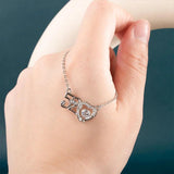 Heart Pendant Women's Silver Necklace Micro Paved Zircon Wing Jewelry