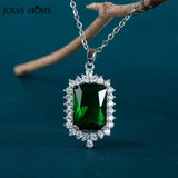 Emerald Green Pendant Necklace 925 Silver Jewelry for Anniversary Party