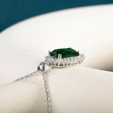 Emerald Green Pendant Necklace 925 Silver Jewelry for Anniversary Party