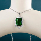 Emerald Green Pendant Necklace 925 Silver Jewelry for Anniversary Party