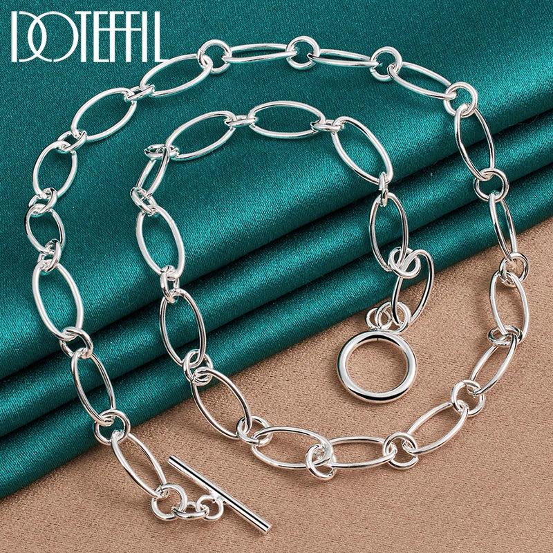 925 Sterling Silver OT Buckle Necklace 18 Inches Chain