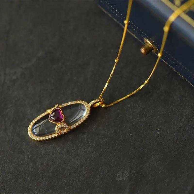 Romantic Heart-Shaped Chalcedony Pendant Necklace