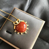 Silver Inlaid Enamel Porcelain Love Pendant Necklace