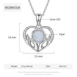 Opal Stone Heart Pendant Necklace 925 Sterling Silver Mother's Gift